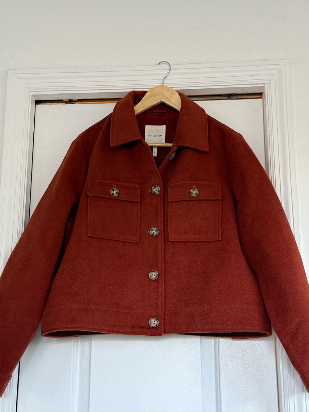 Avec Les Filles Rust Button-Front Utility Jacket